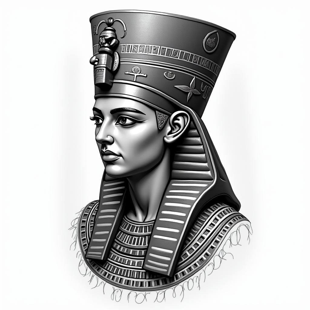 Samuele, Italian-English Pisces who lives in Tuscany.in egyptian style tattoo, bold elements of ancient egyptian culture including a portrait of an Egyptian pharaoh with detailed facial features, in hieroglyphs and symbolic imagery, eye of horus, ankh symbol, scarab beetle - Variation 2