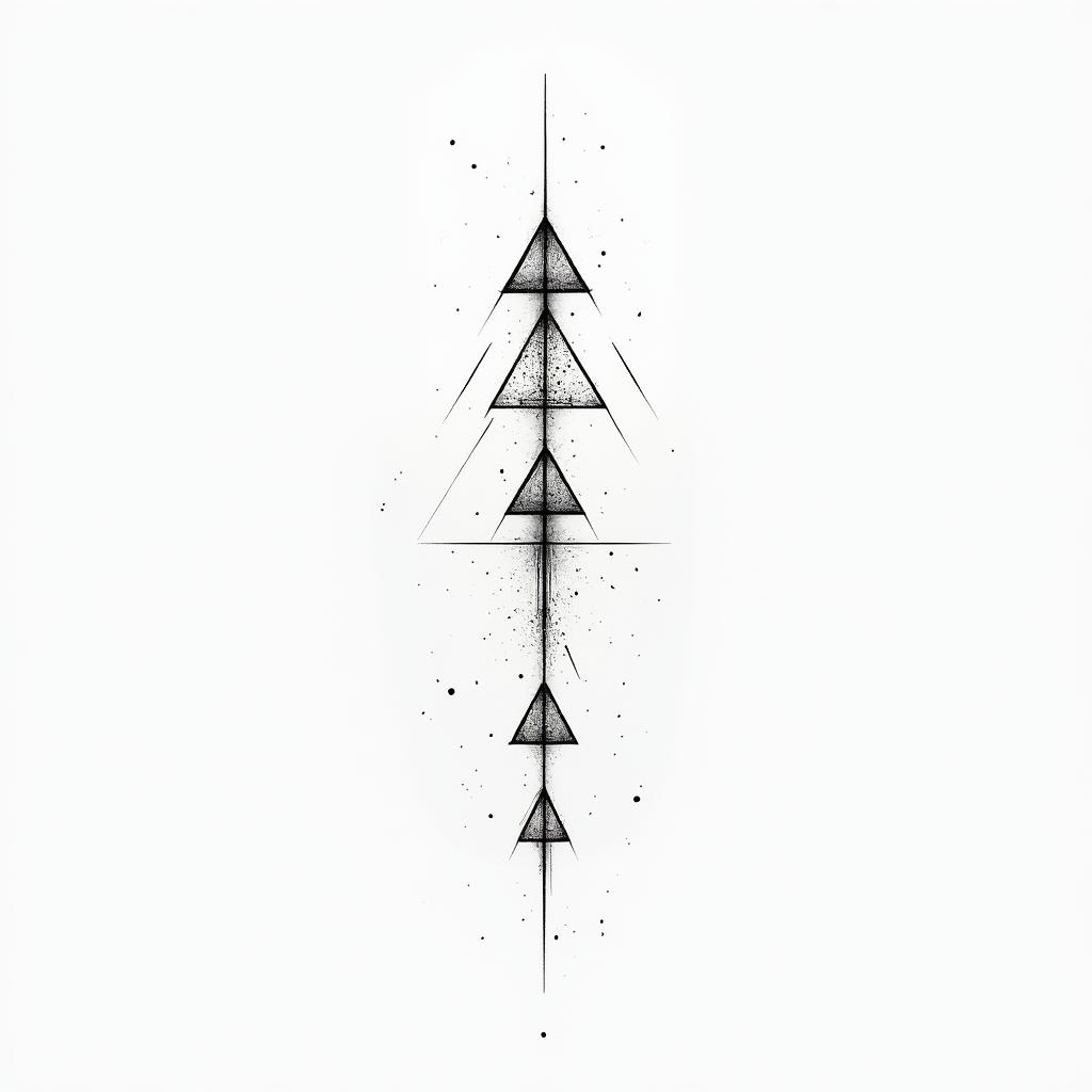 Samuele, Italian-English, Pisces sign, living in Tuscany.in minimalist style tattoo, featuring simple shapes and fine lines, with minimal shading and details, tiny triangles, creating a sense of balance and harmony - Variation 2