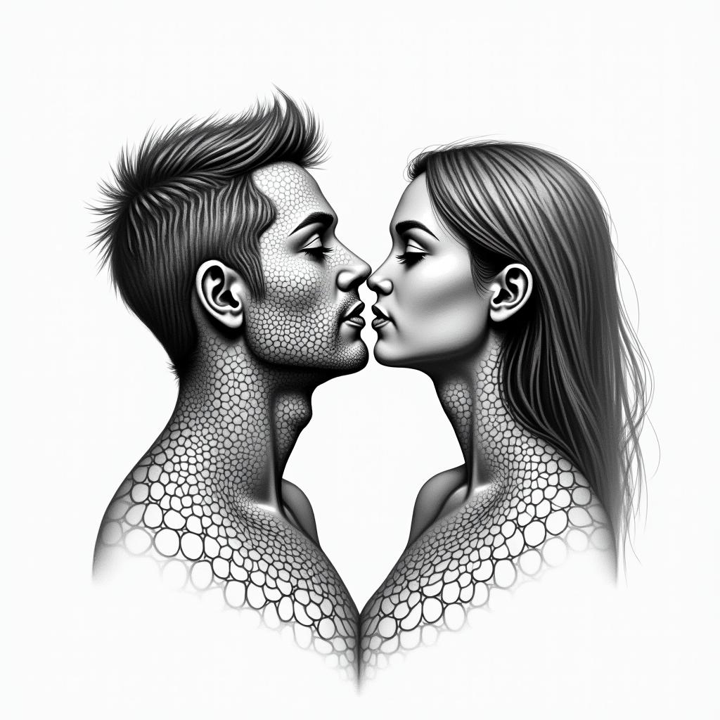 Love between father and daughter in geometric style tattoo, blending hexagons, mandala-inspired patterns, symmetrical and fractal design, clean lines, sharp angles