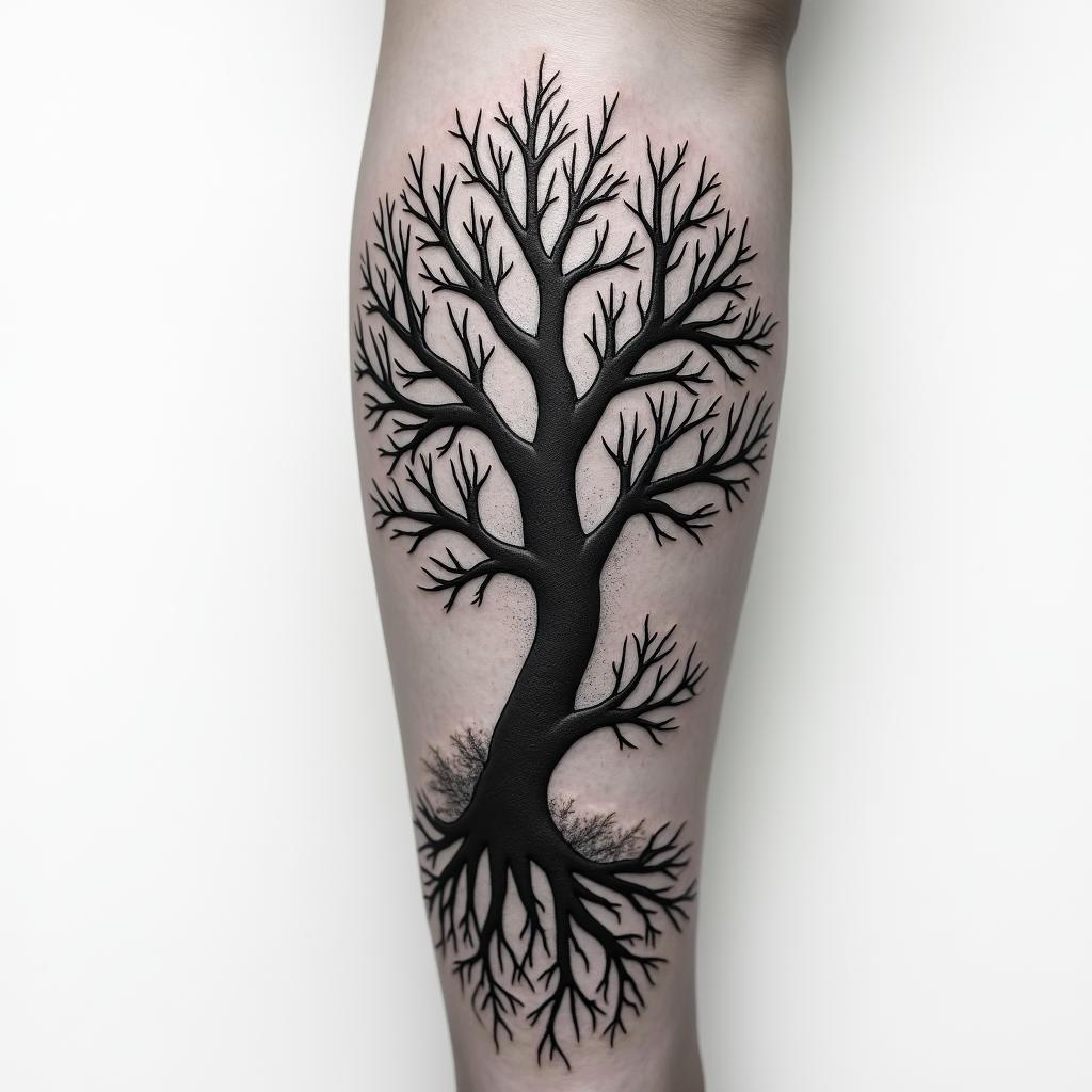 A tree going through all the names on my armhigly detailed tattoo - Variation 1