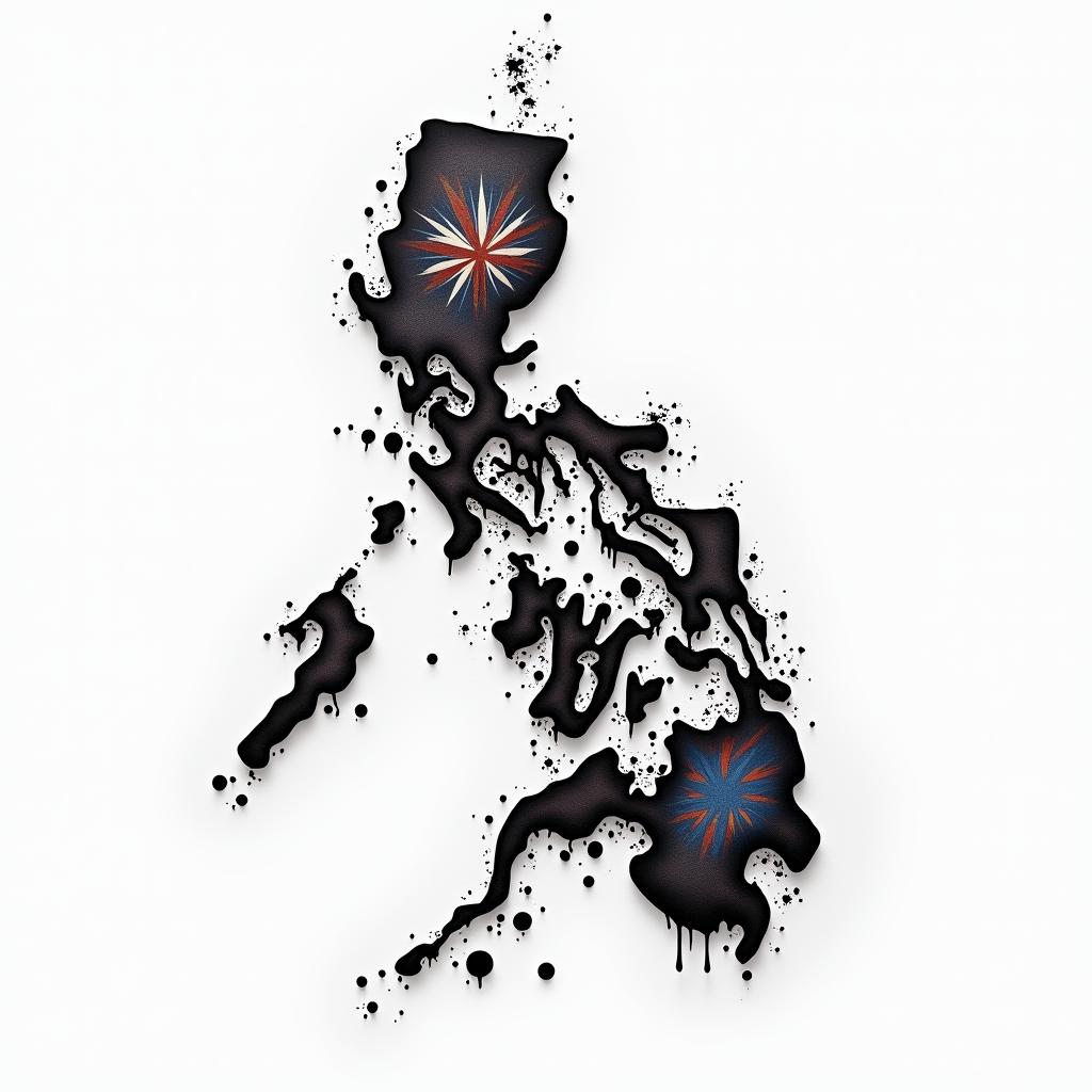 Filipino flag and great Britain flag combinationsin new school tattoo, pop culture, modern, detailed tattoo, illustrative - Variation 11