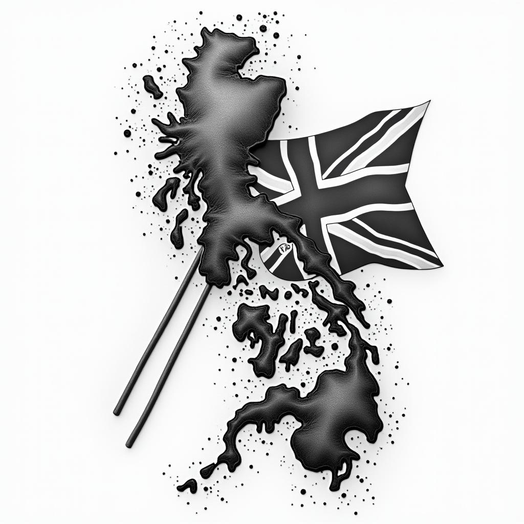 Filipino flag and great Britain flag combinationsin new school tattoo, pop culture, modern, detailed tattoo, illustrative - Variation 12