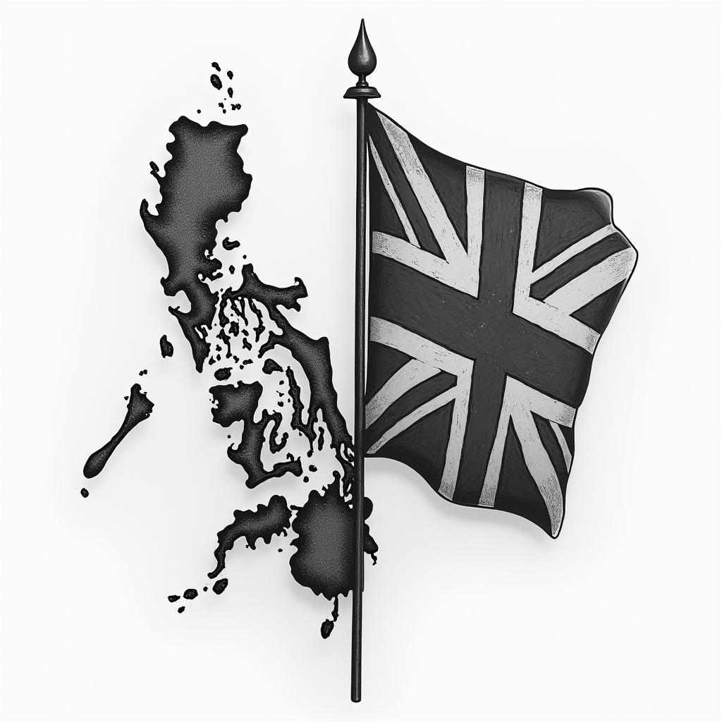 Filipino flag and great Britain flag combinationsin new school tattoo, pop culture, modern, detailed tattoo, illustrative - Variation 9