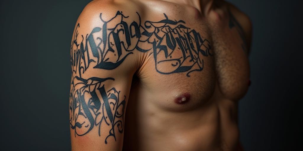 My Brothers Keepertext-based tattoo, gothic font ultra-realistic, perfectly placed, high-quality font design, photo-realistic shading, 8k, high quality, finely detailed typography - Variation 4