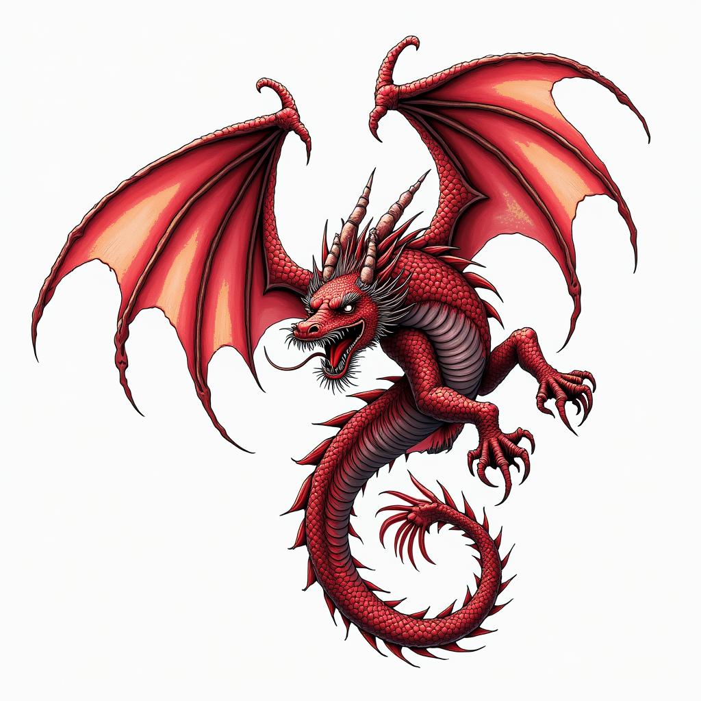 Red dragonhigly detailed tattoo