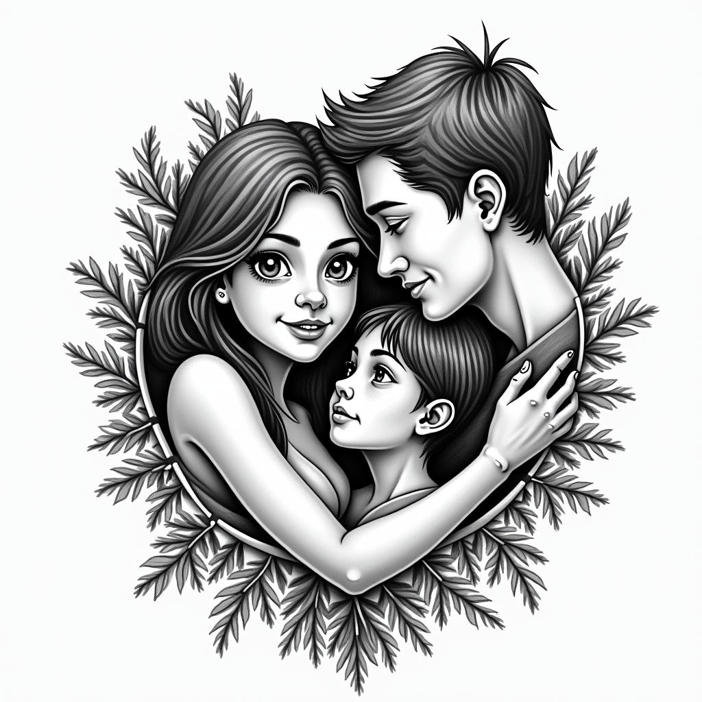 Manga about familyhigly detailed tattoo - Variation 1
