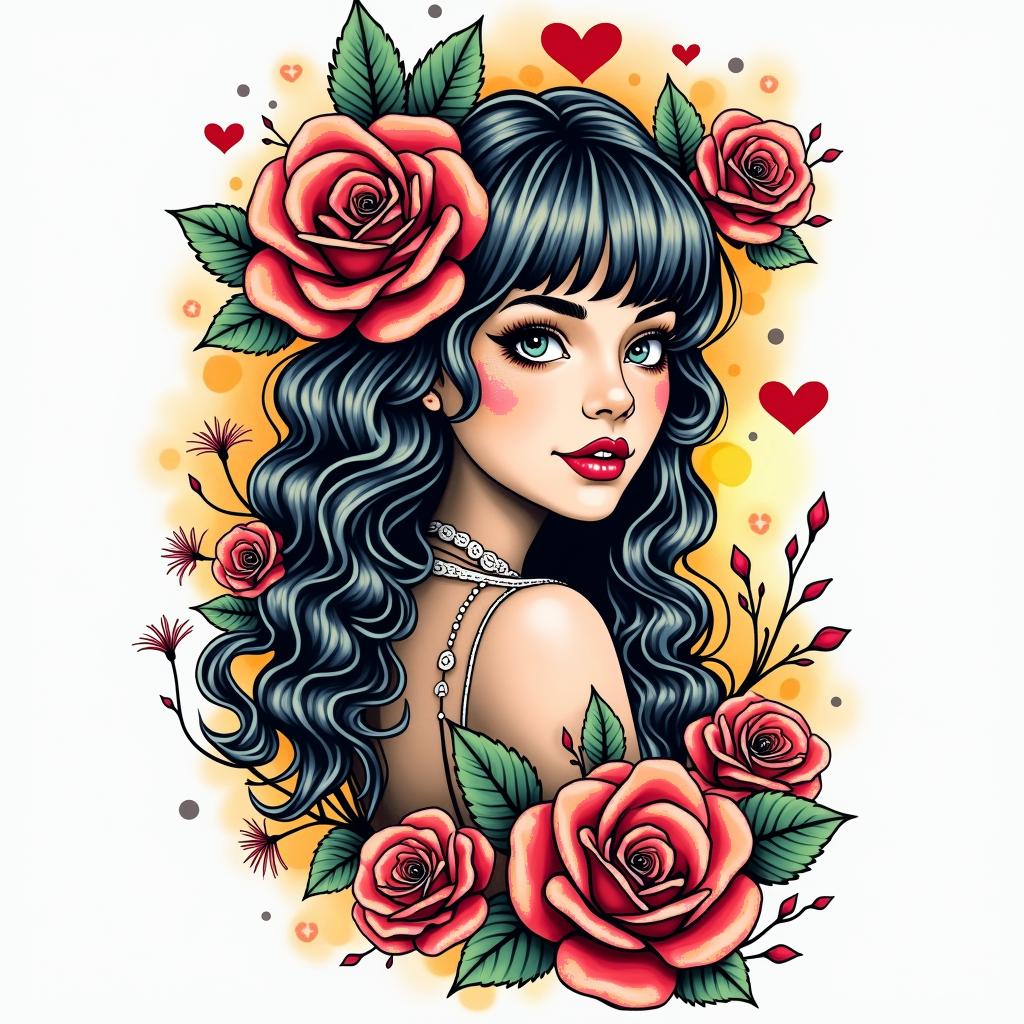 Enrique, Mexico, 24 years oldin pop art style tattoo, featuring bold and vibrant colors, exaggerated outlines, iconic imagery, inspired by comic books and speech bubbles, comic book characters, retro pop culture - Variation 3
