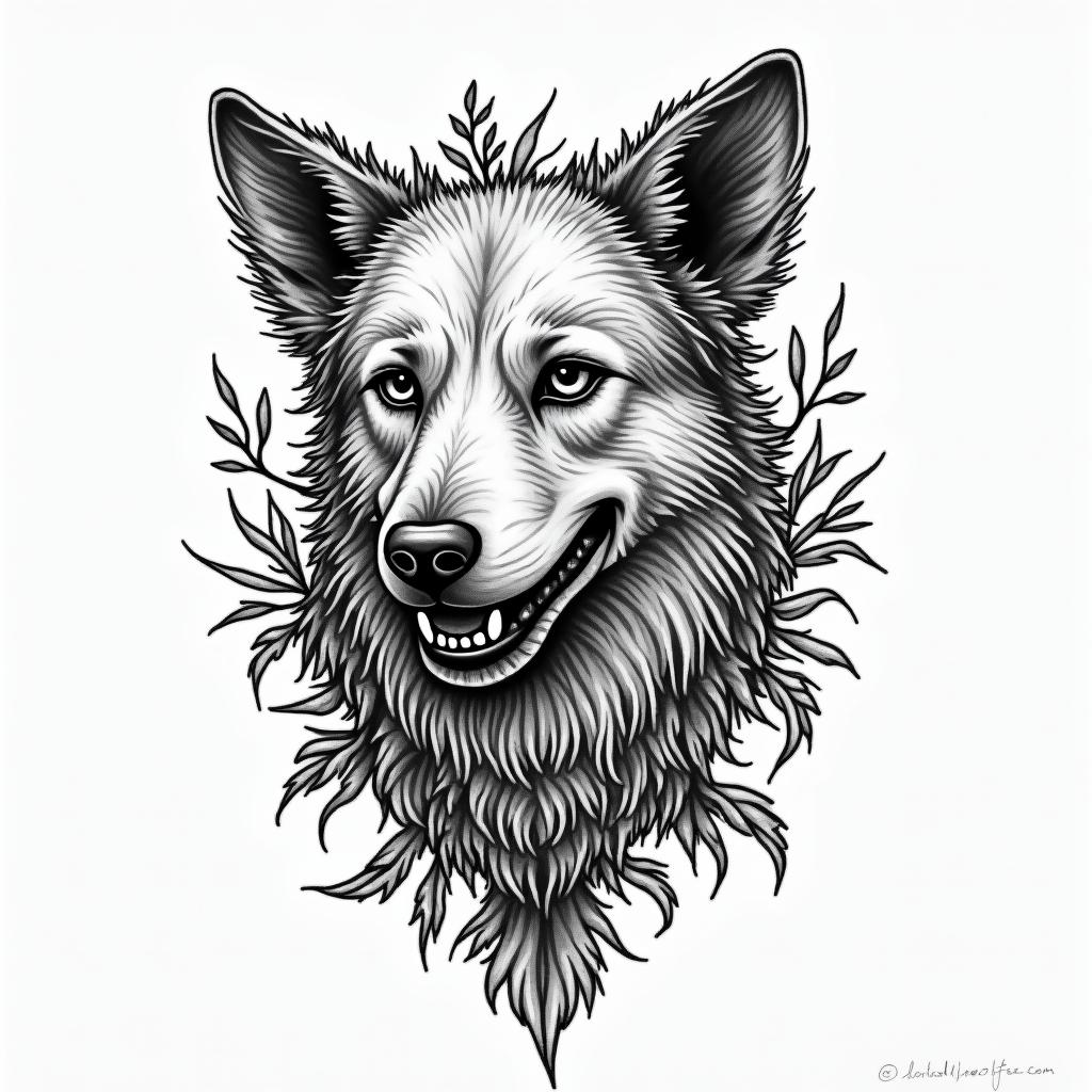 Samuele, half Italian and half English, who loves large animals and is a Pisces, lives in Italy.in authentic tattoo style, incorporating traditional modifications, bold black outlines, solid color fills, featuring classic authentic elements - Variation 4