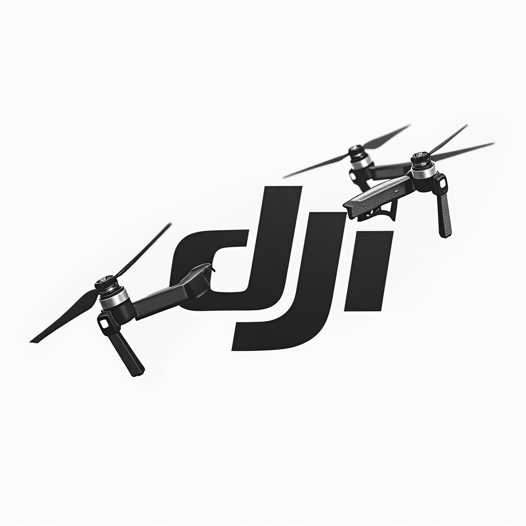 I want a picture of the DJI logo with some drones flying past ithigly detailed tattoo - Variation 2