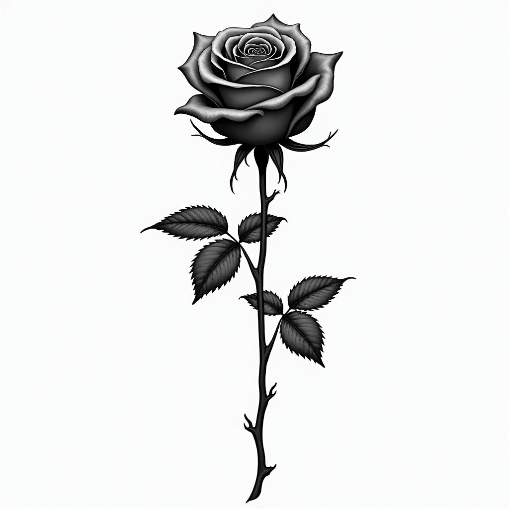 Dead rose with the words always and forever as the stemhigly detailed tattoo