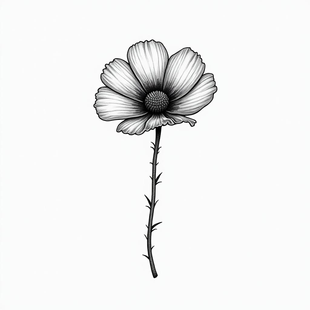 Simple poppy flowerin bohemian style tattoo, 8k