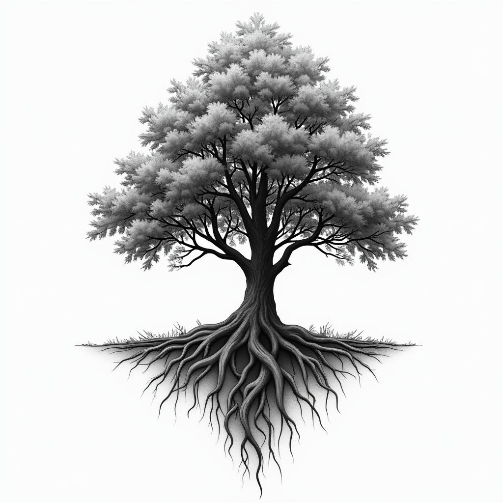 Piano fused with treehigly detailed tattoo - Variation 3