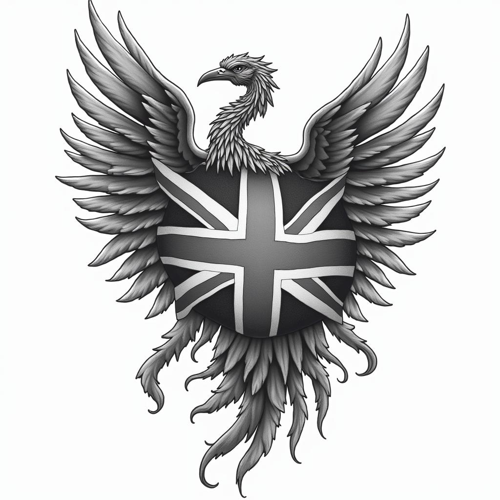 Filipino flag and great Britain flag combinationsin new school tattoo, pop culture, modern, detailed tattoo, illustrative - Variation 8