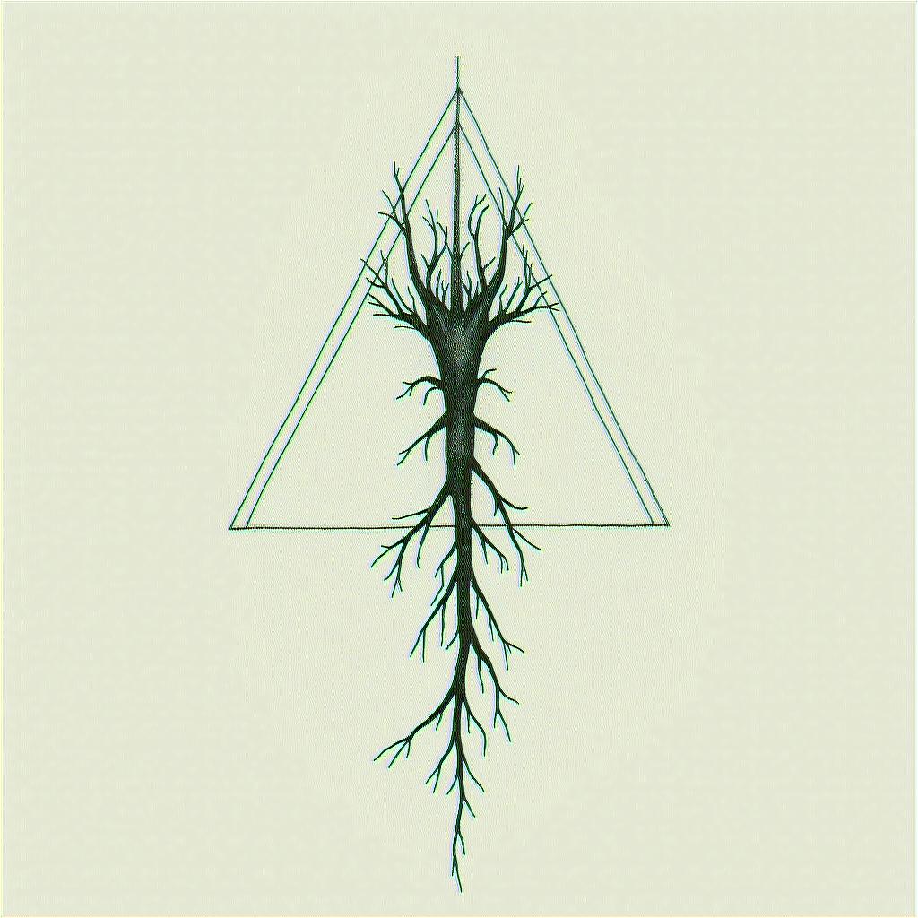 SAH blood vesselsin minimalist style tattoo, featuring simple shapes and fine lines, with minimal shading and details, tiny triangles, creating a sense of balance and harmony - Variation 4