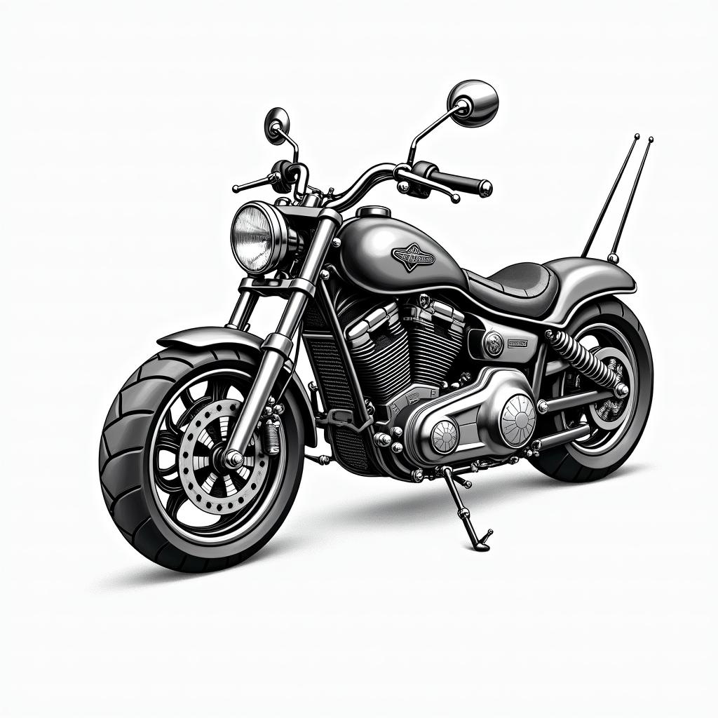 Scorpio motorcycle hvacin authentic tattoo style, incorporating traditional modifications, bold black outlines, solid color fills, featuring classic authentic elements