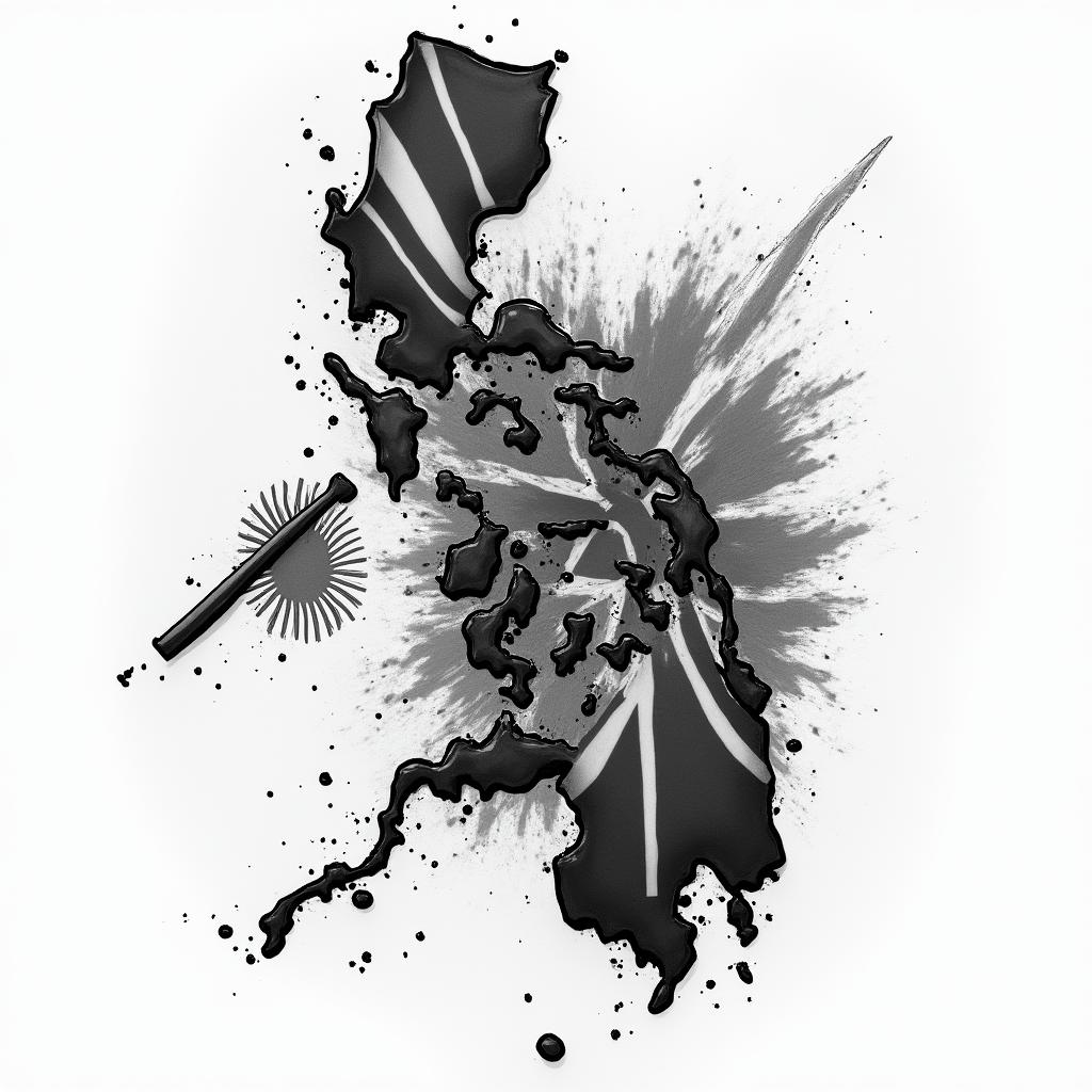 Filipino flag and great Britain flag combinationsin new school tattoo, pop culture, modern, detailed tattoo, illustrative - Variation 4
