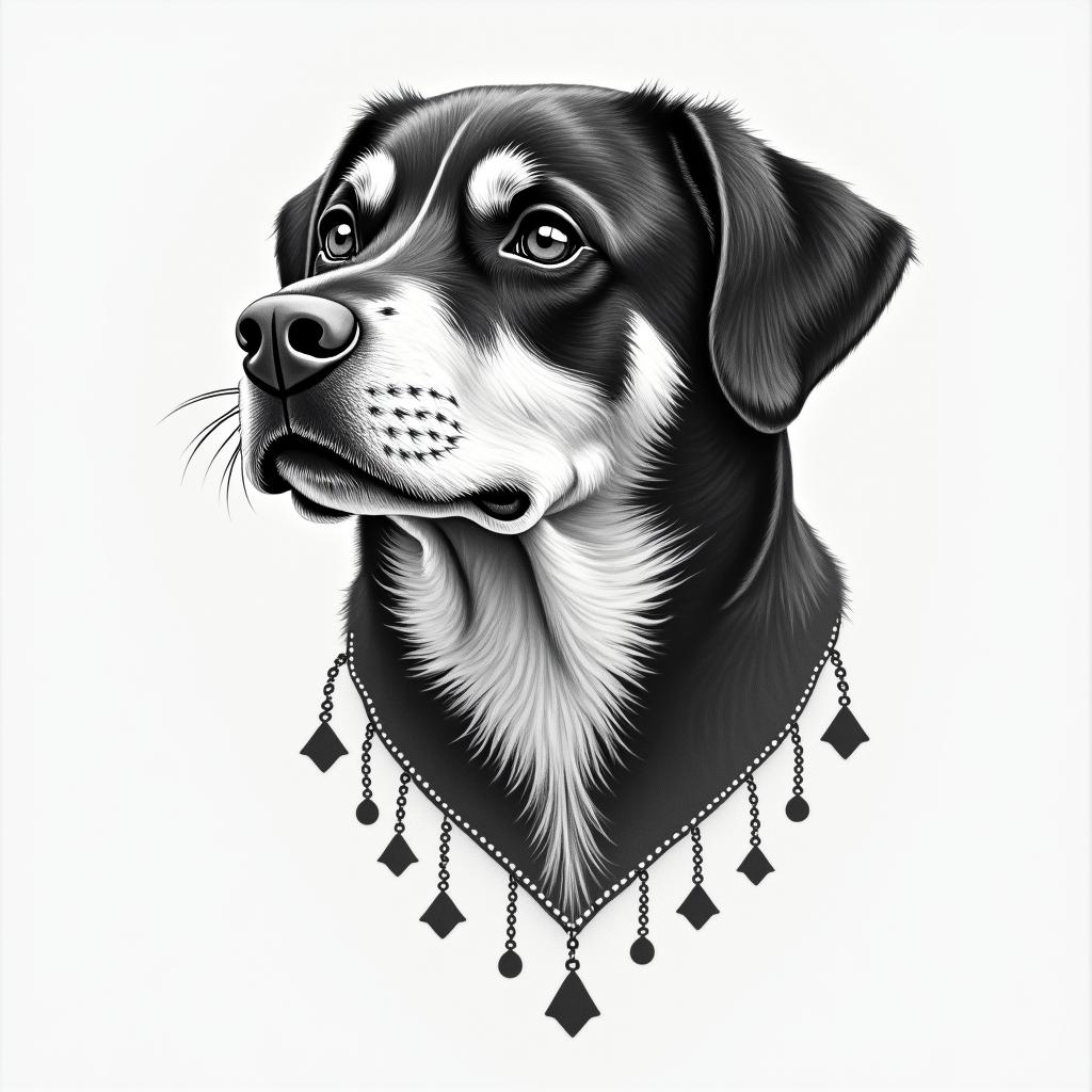Samuele, half English and half Italian with a Rottweiler.in minimalist style tattoo, featuring simple shapes and fine lines, with minimal shading and details, tiny triangles, creating a sense of balance and harmony - Variation 4