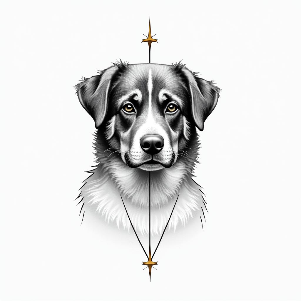 Samuele, half English and half Italian with a Rottweiler.in minimalist style tattoo, featuring simple shapes and fine lines, with minimal shading and details, tiny triangles, creating a sense of balance and harmony - Variation 3