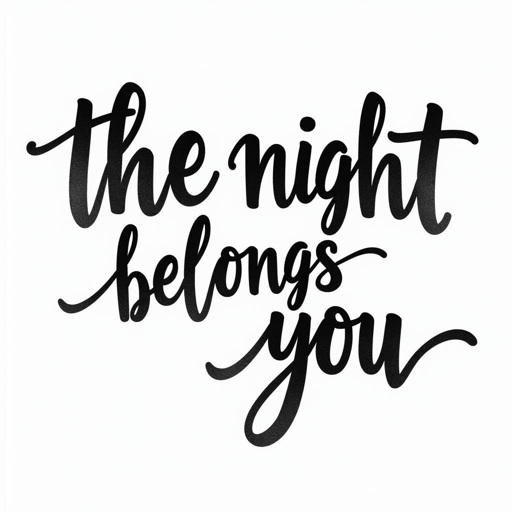 Text in a nice slanted font "the night belongs to you"higly detailed tattoo - Variation 2