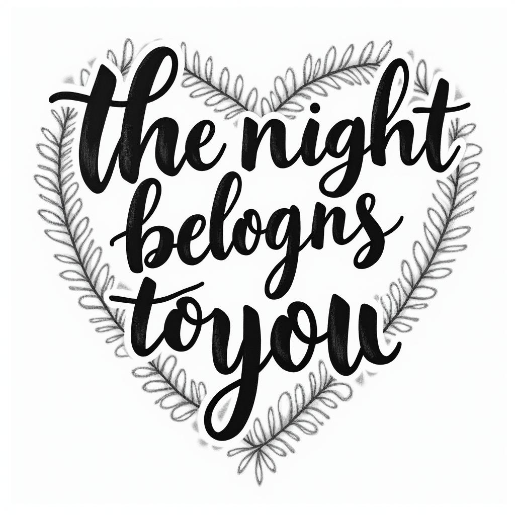 Text in a nice slanted font "the night belongs to you"higly detailed tattoo - Variation 3