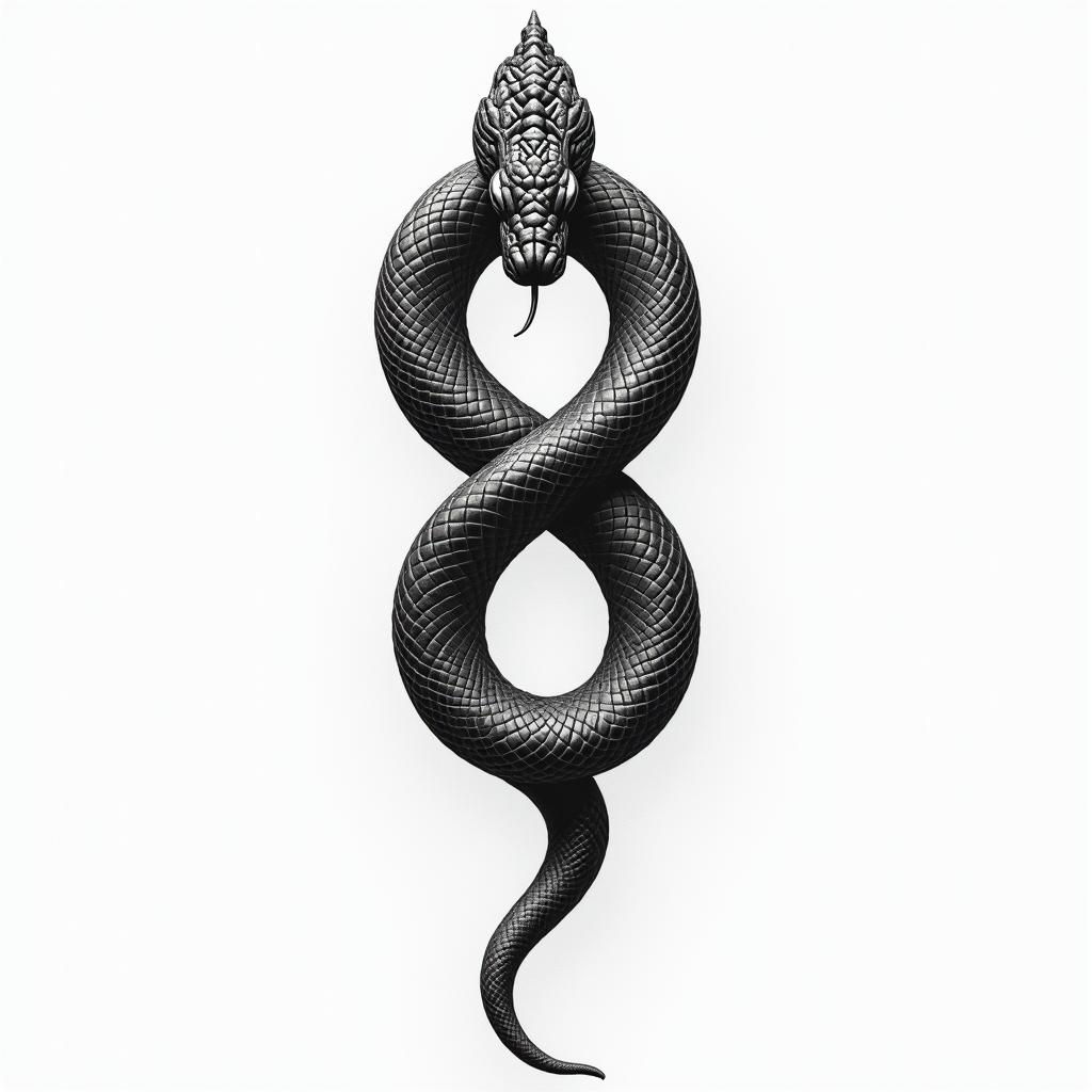 Efe, snake, infinity, twinshigly detailed tattoo - Variation 1