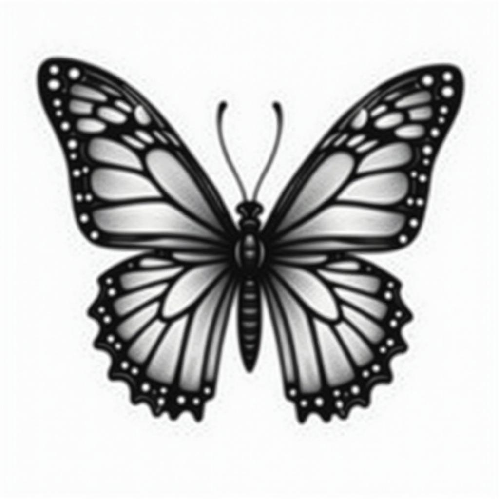 Butterfly with intricate wing patternshigly detailed tattoo - Variation 3