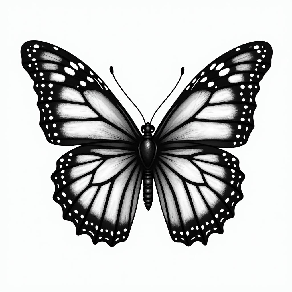 Butterfly with intricate wing patternshigly detailed tattoo - Variation 5