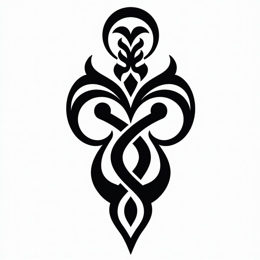Librain tribal tattoo style, featuring bold and black geometric shapes, curved lines, intertwine and flow seamlessly, creating a powerful and symbolic design, polynesian and maori styles - Variation 7