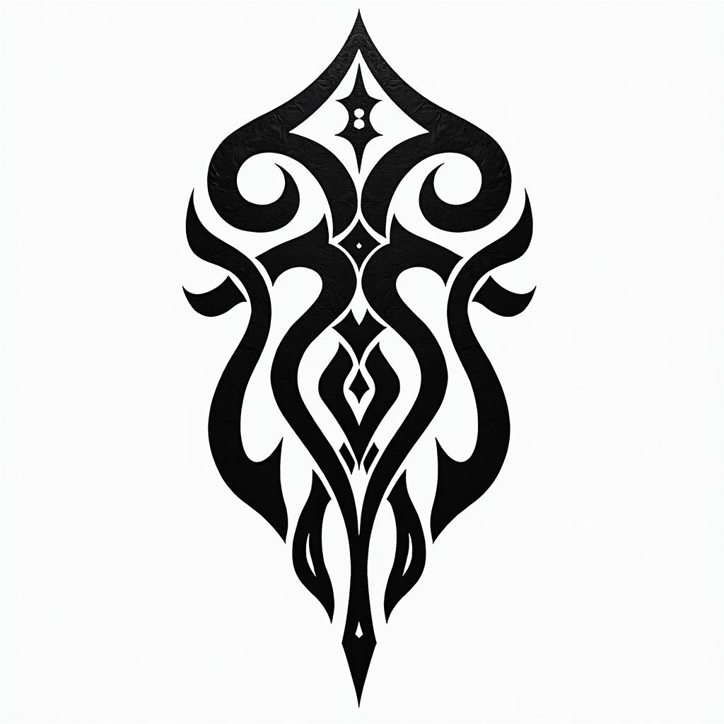 Librain tribal tattoo style, featuring bold and black geometric shapes, curved lines, intertwine and flow seamlessly, creating a powerful and symbolic design, polynesian and maori styles - Variation 6