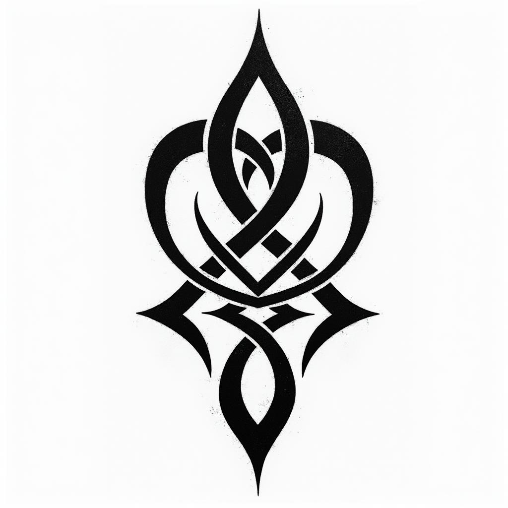 Librain tribal tattoo style, featuring bold and black geometric shapes, curved lines, intertwine and flow seamlessly, creating a powerful and symbolic design, polynesian and maori styles - Variation 5