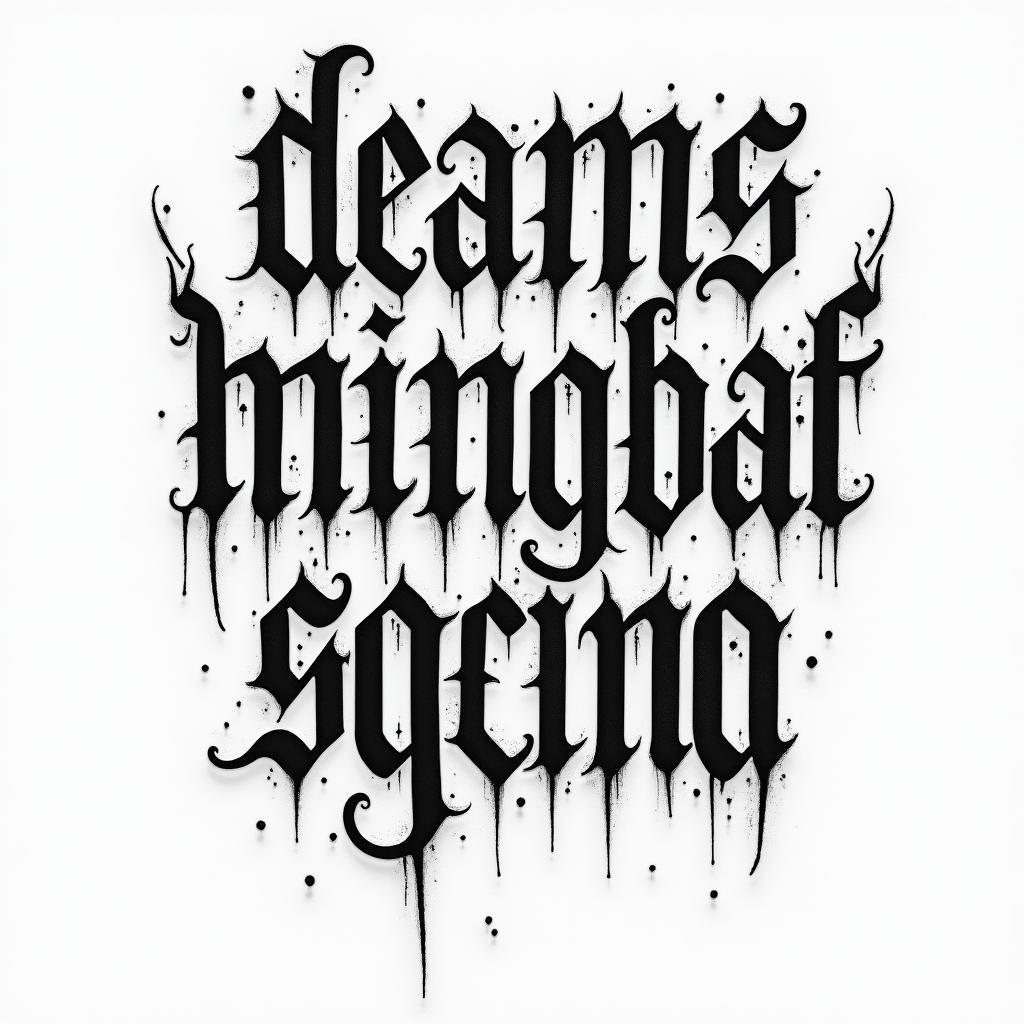Demitrius Leonardtext-based tattoo, gothic font ultra-realistic, perfectly placed, high-quality font design, photo-realistic shading, 8k, high quality, finely detailed typography - Variation 4
