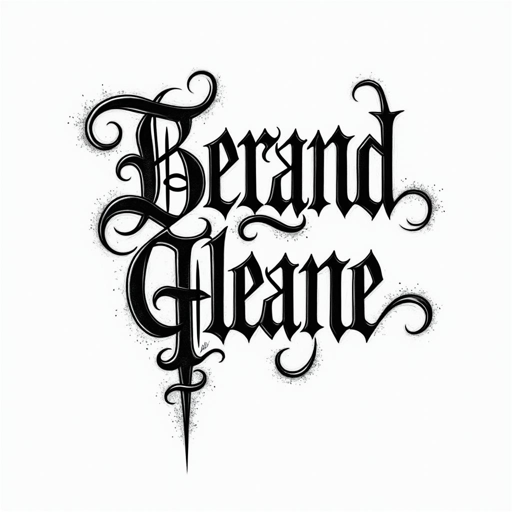 Demitrius Leonardtext-based tattoo, gothic font ultra-realistic, perfectly placed, high-quality font design, photo-realistic shading, 8k, high quality, finely detailed typography