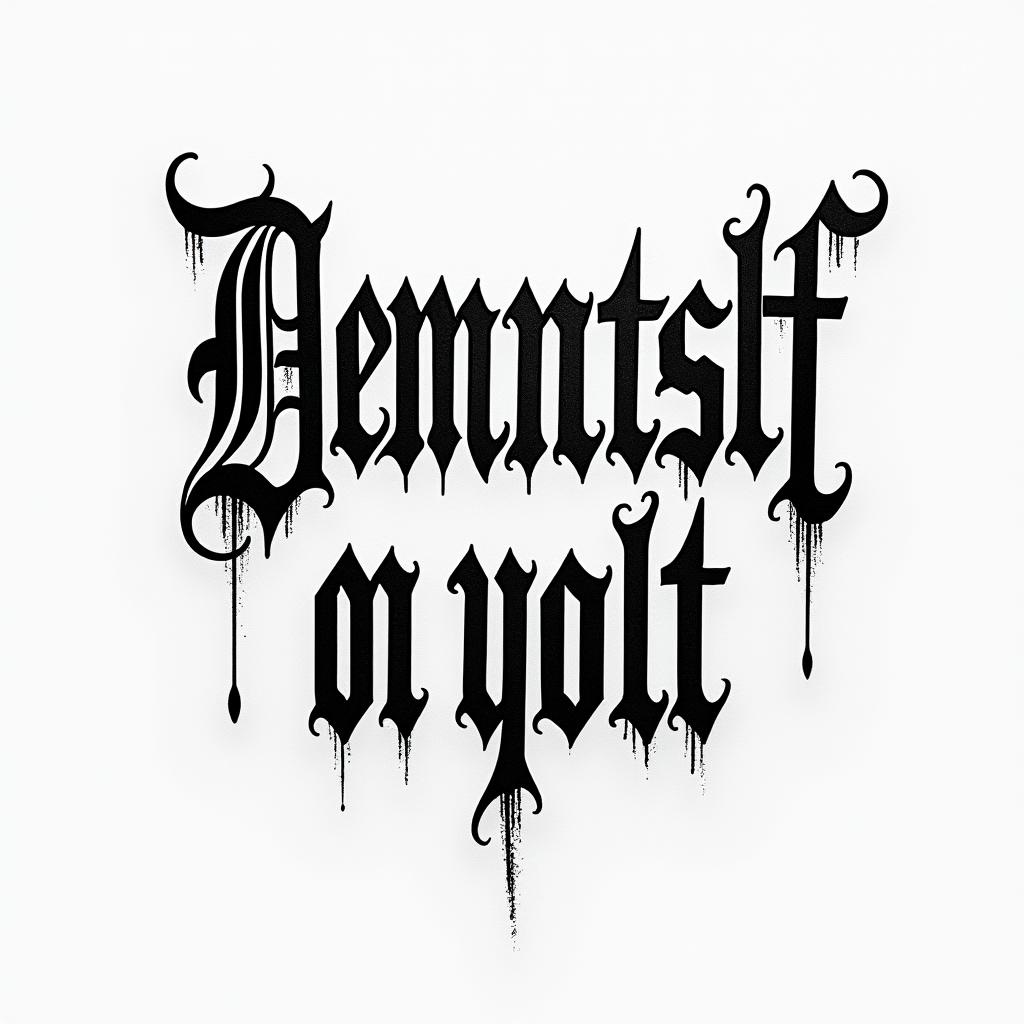 Demitrius Leonardtext-based tattoo, gothic font ultra-realistic, perfectly placed, high-quality font design, photo-realistic shading, 8k, high quality, finely detailed typography - Variation 2