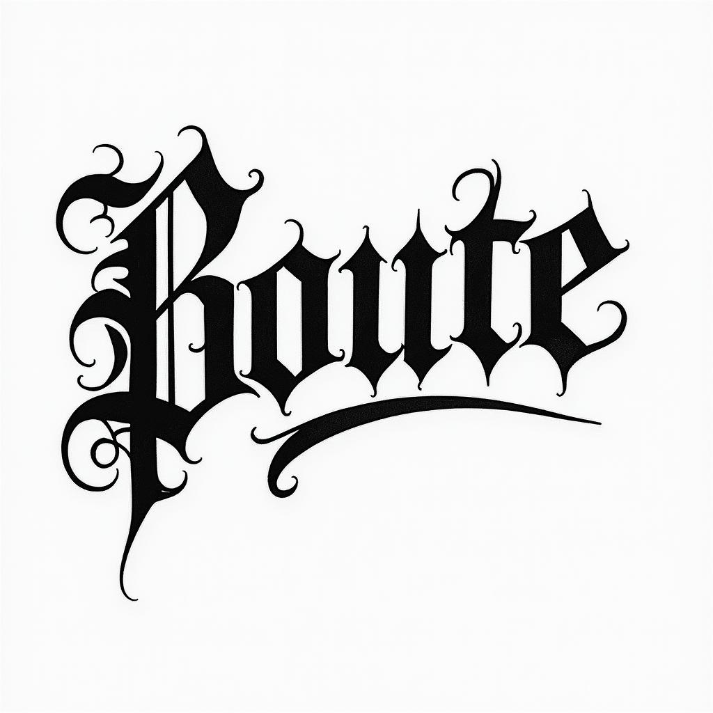 Demitrius Leonardtext-based tattoo, gothic font ultra-realistic, perfectly placed, high-quality font design, photo-realistic shading, 8k, high quality, finely detailed typography - Variation 3
