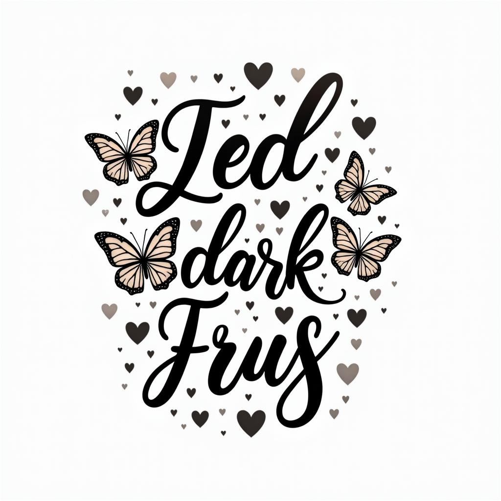 Errol flowers and butterfly’sin elegant cursive calligraphy style 2d tattoo, decorate with roses, featuring a smooth and flowing handwritten script with slightly thickened strokes for a luxurious and bold appearance,  heart symbol between names,  sleek and glossy black text with shadowing, minimalist matte white background, clean and sharp edges, illuminated with soft lighting, romantic, 8k, high-quality textures with refined typography - Variation 3