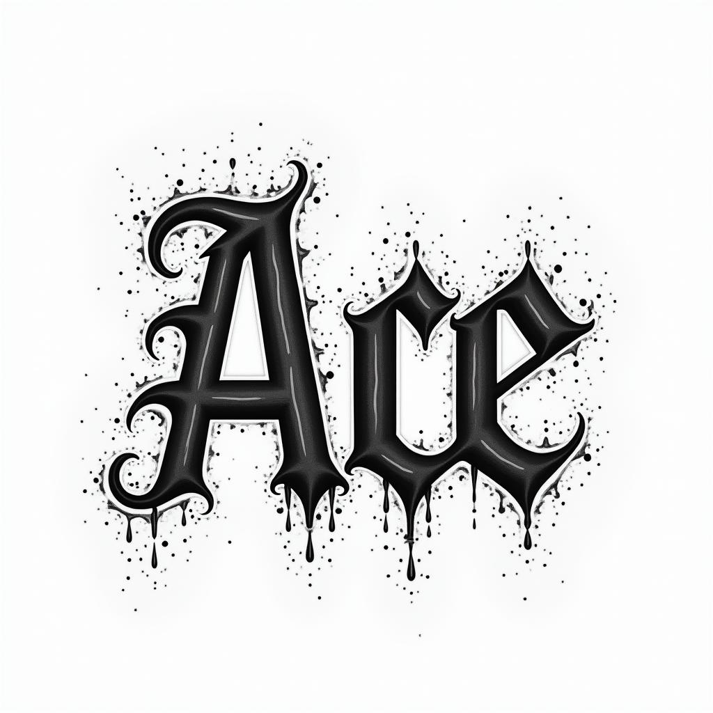 Acetext-based tattoo, gothic font ultra-realistic, perfectly placed, high-quality font design, photo-realistic shading, 8k, high quality, finely detailed typography - Variation 3