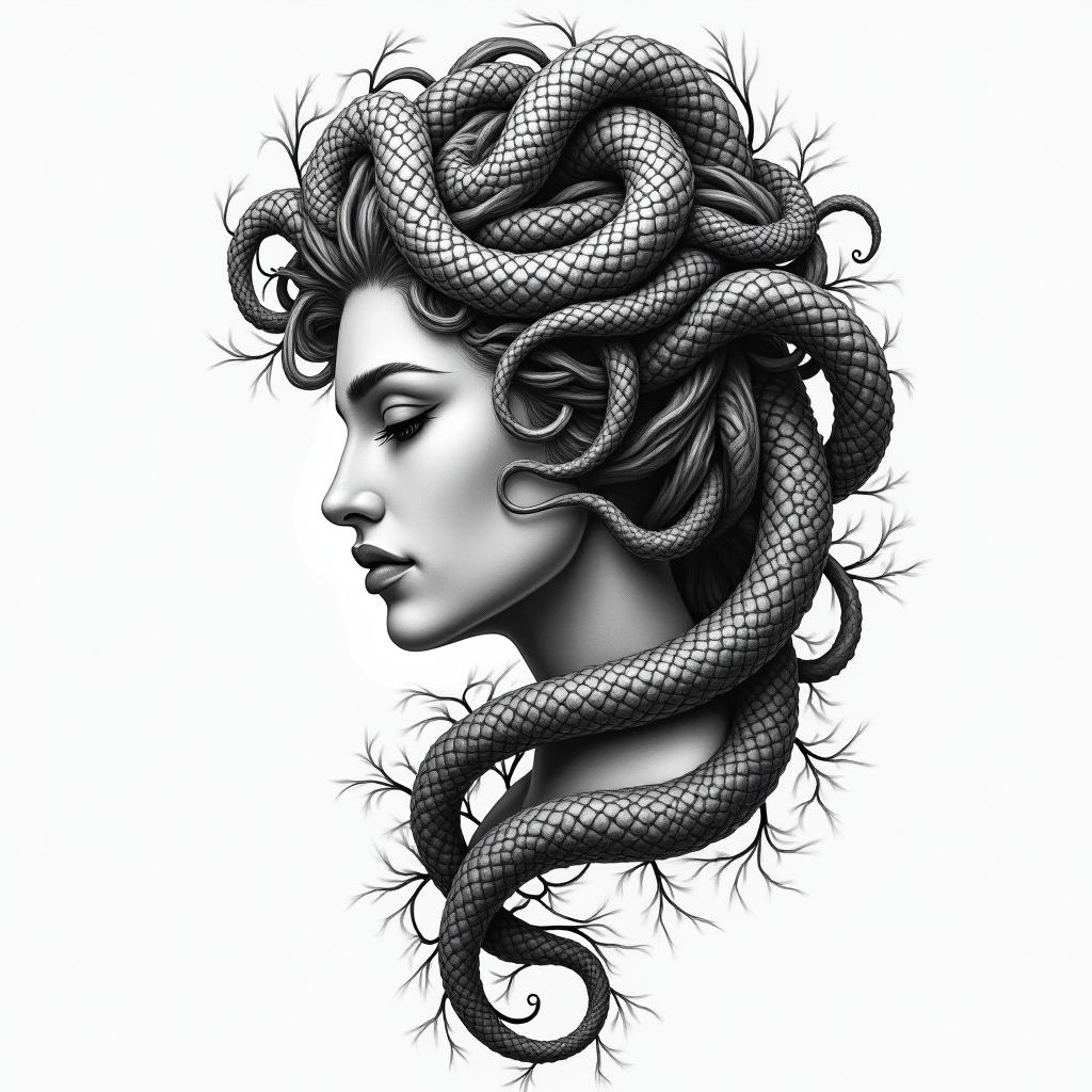 medusahigly detailed tattoo - Variation 2