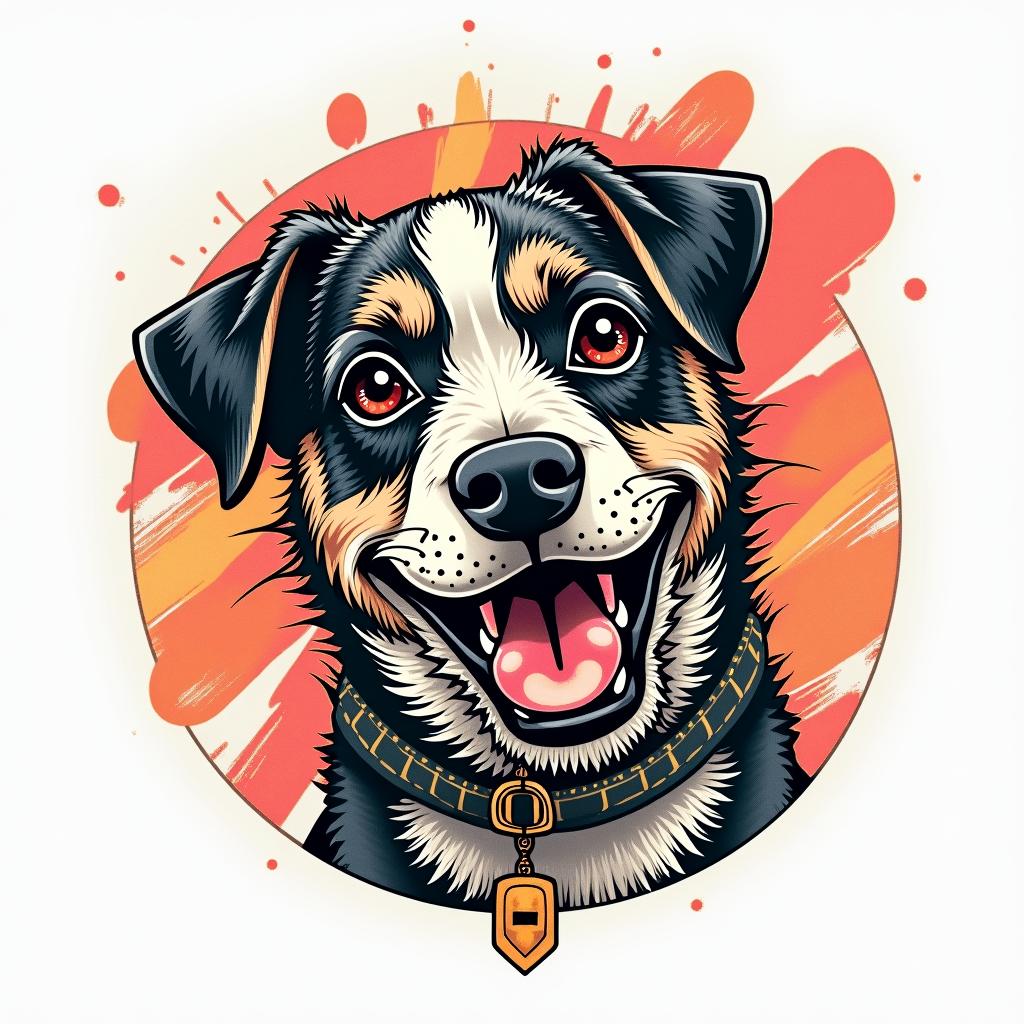 Dog tags picturein pop art style tattoo, featuring bold and vibrant colors, exaggerated outlines, iconic imagery, inspired by comic books and speech bubbles, comic book characters, retro pop culture