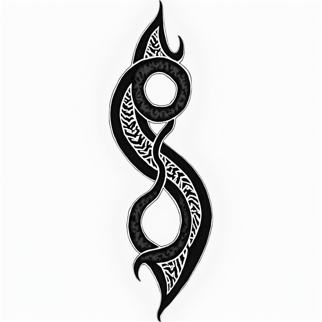 Blood vesselsin tribal tattoo style, featuring bold and black geometric shapes, curved lines, intertwine and flow seamlessly, creating a powerful and symbolic design, polynesian and maori styles - Variation 2