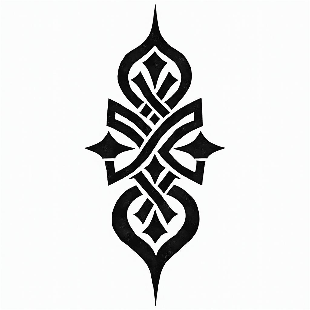 Librain tribal tattoo style, featuring bold and black geometric shapes, curved lines, intertwine and flow seamlessly, creating a powerful and symbolic design, polynesian and maori styles - Variation 2