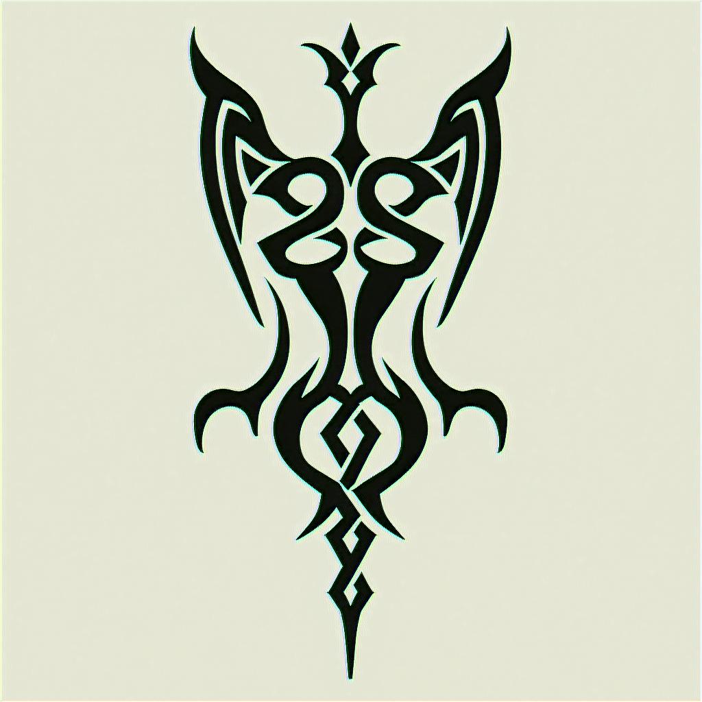Librain tribal tattoo style, featuring bold and black geometric shapes, curved lines, intertwine and flow seamlessly, creating a powerful and symbolic design, polynesian and maori styles - Variation 4
