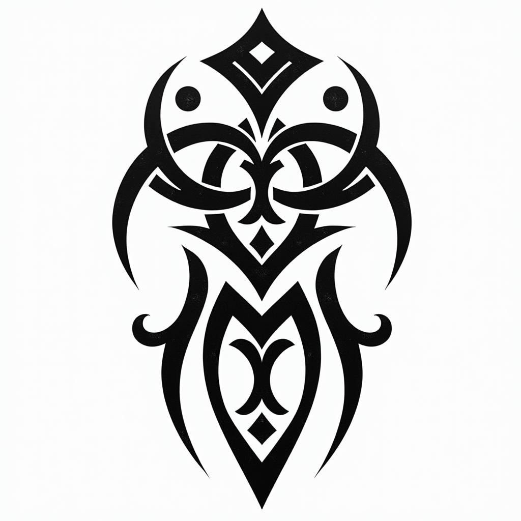 Librain tribal tattoo style, featuring bold and black geometric shapes, curved lines, intertwine and flow seamlessly, creating a powerful and symbolic design, polynesian and maori styles - Variation 3