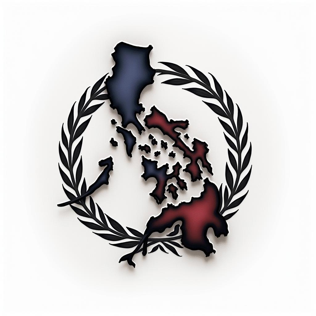 Filipino flag and great Britain flag combinationstext-based tattoo, japanese font ultra-realistic, perfectly placed, high-quality font design, photo-realistic shading, 8k, high quality, finely detailed typograph - Variation 20