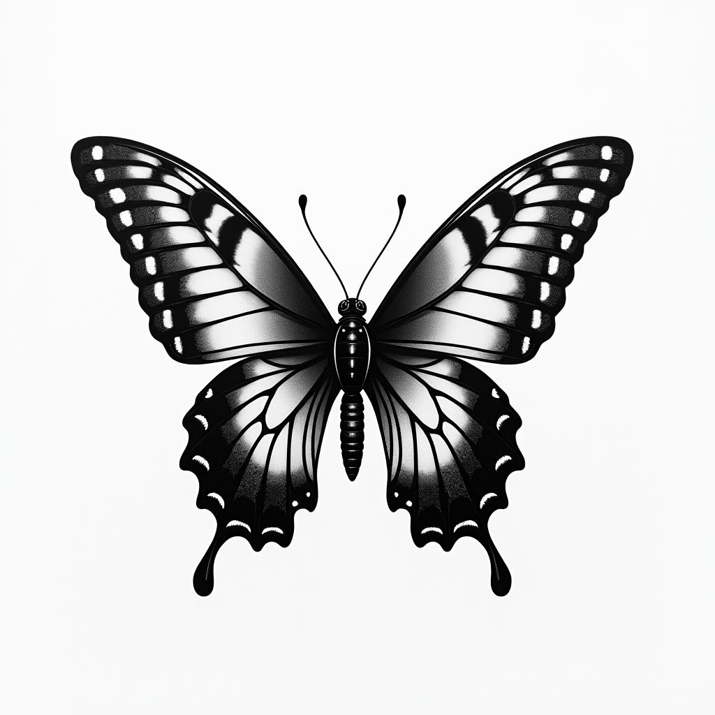 Butterfly gothhigly detailed tattoo