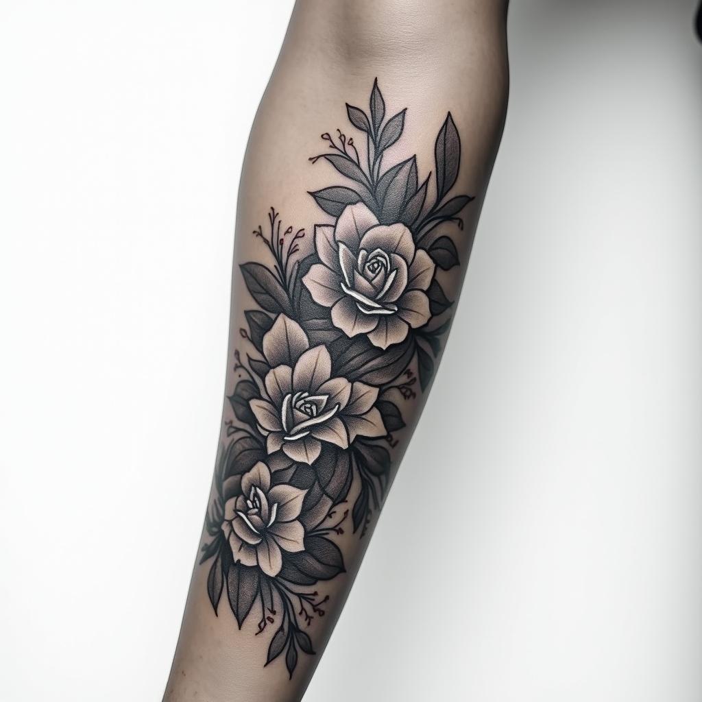 laurels on the forearmhigly detailed tattoo