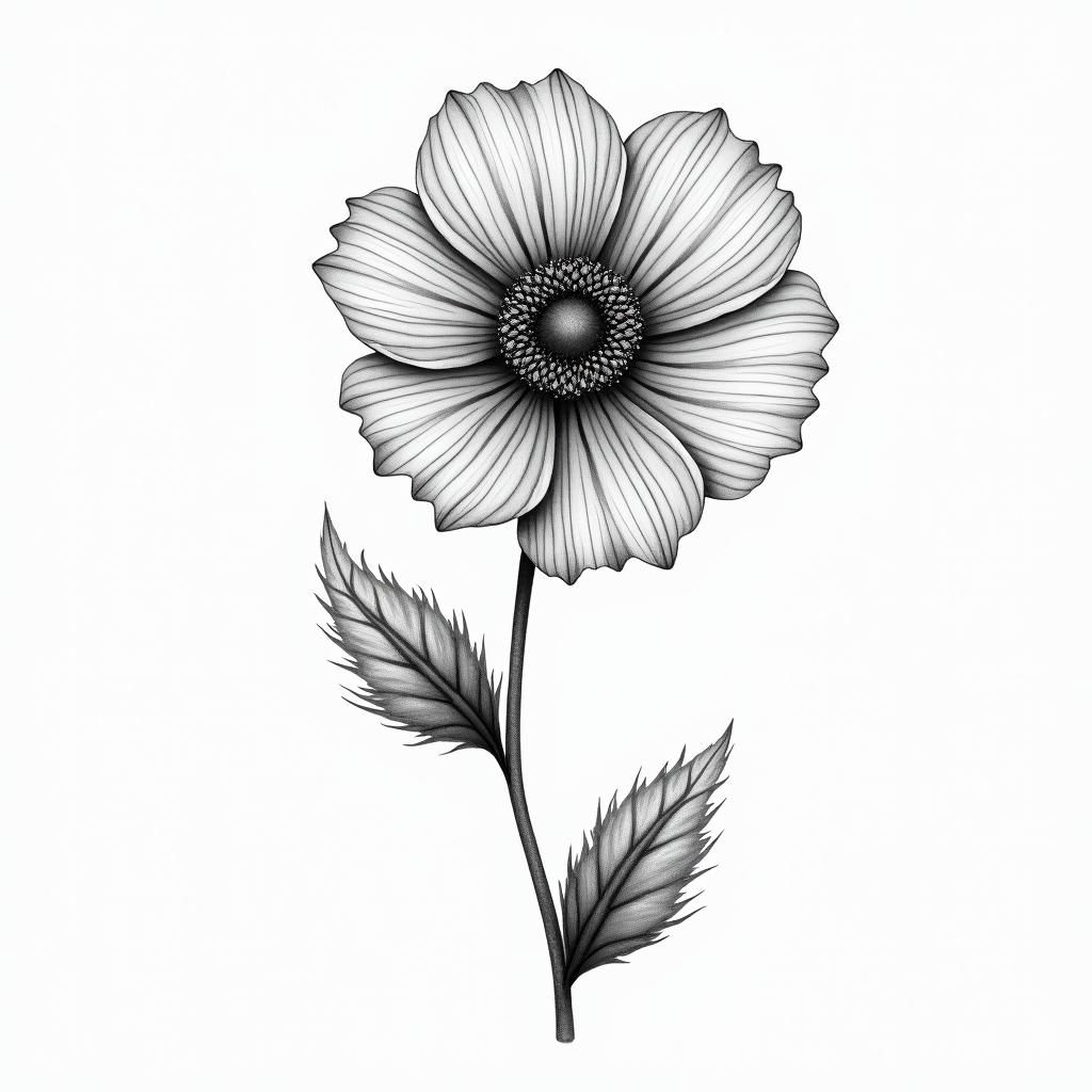 Small flowerhigly detailed tattoo - Variation 1
