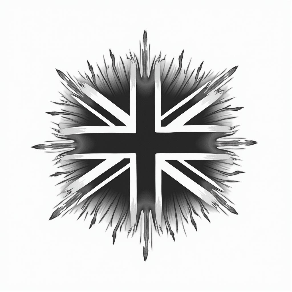 Filipino flag and great Britain flag combinationstext-based tattoo, japanese font ultra-realistic, perfectly placed, high-quality font design, photo-realistic shading, 8k, high quality, finely detailed typograph - Variation 10