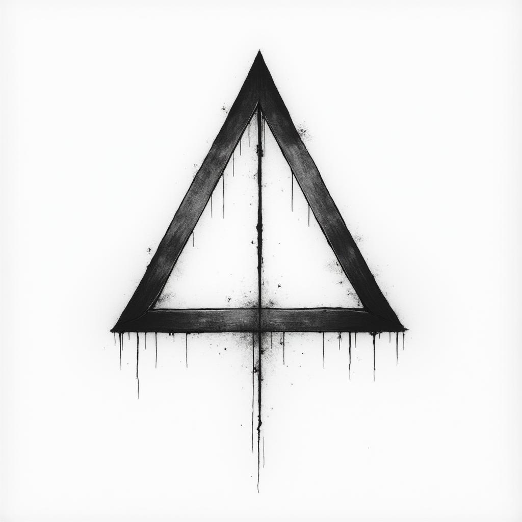 Simple triangle with a line throughhigly detailed tattoo - Variation 4