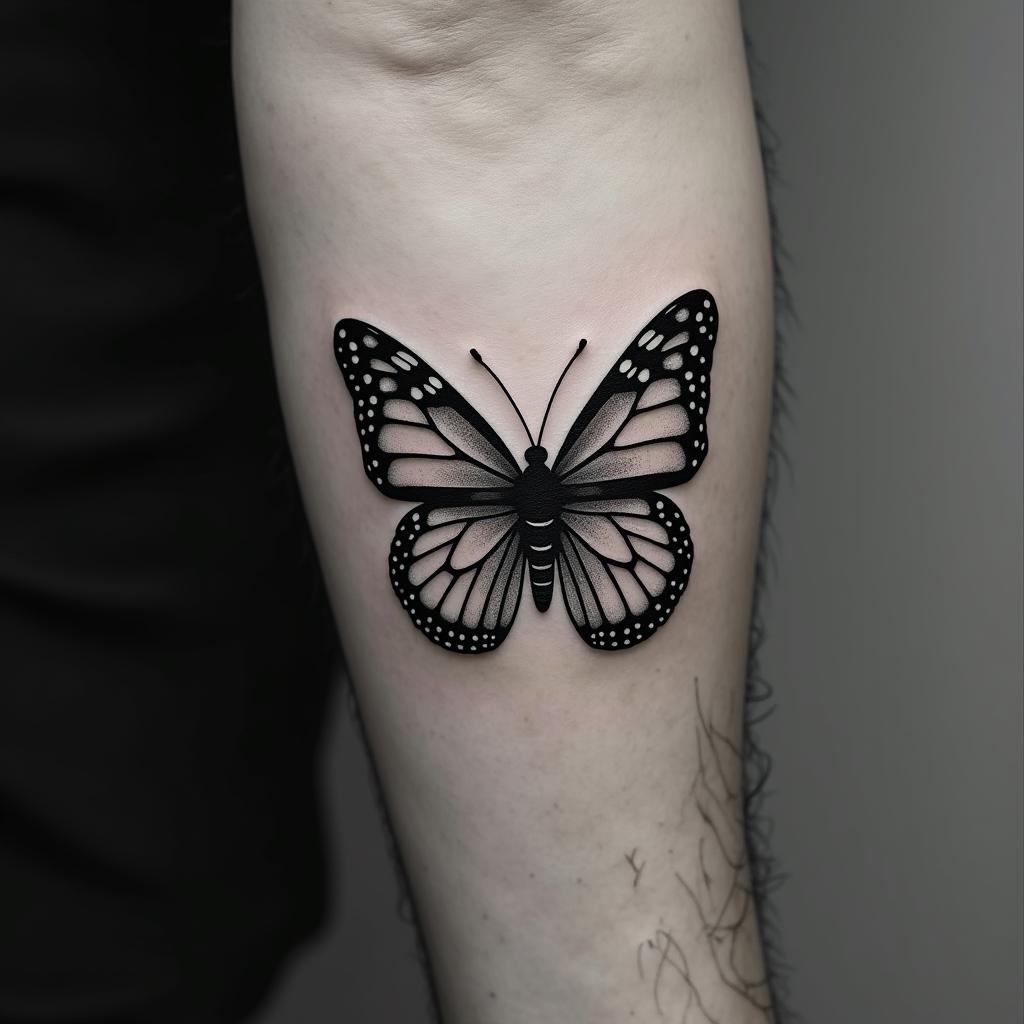 Butterfly Scorpionhigly detailed tattoo - Variation 7
