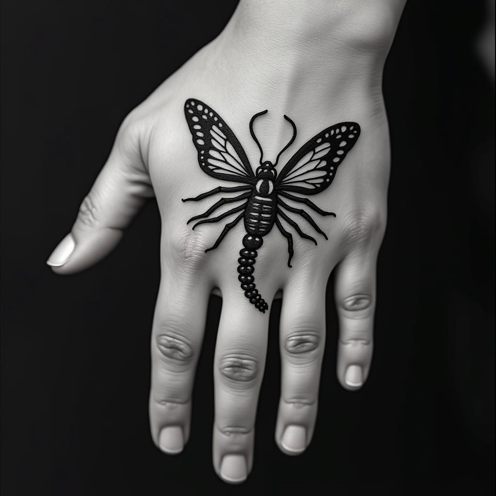 Butterfly Scorpionhigly detailed tattoo - Variation 5